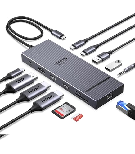 Plugable 12-in-1 USB C Docking Station Triple Monitor, Triple 4K